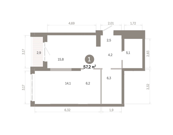 
  Продается 1-комн. квартира 57.17 м², в  Квартал Молодость, дом 1. Фото 1.