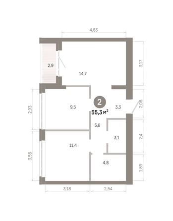 
  Продается 2-комн. квартира 55.27 м², в  Квартал Молодость, дом 1. Фото 1.