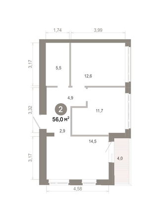 
  Продается 2-комн. квартира 56 м², в  Квартал Молодость, дом 1. Фото 1.