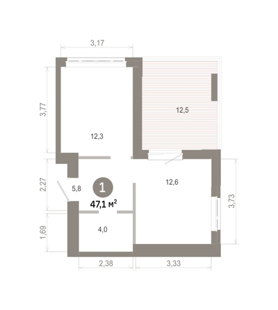 
  Продается 1-комн. квартира 47.08 м², в  Квартал Молодость, дом 1. Фото 1.