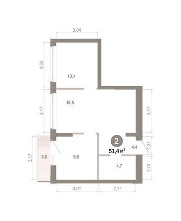 
  Продается 2-комн. квартира 51.41 м², в  Квартал Молодость, дом 1. Фото 1.