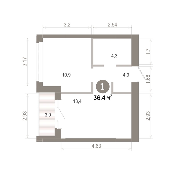 
  Продается 1-комн. квартира 36.43 м², в  Квартал Молодость, дом 1. Фото 1.