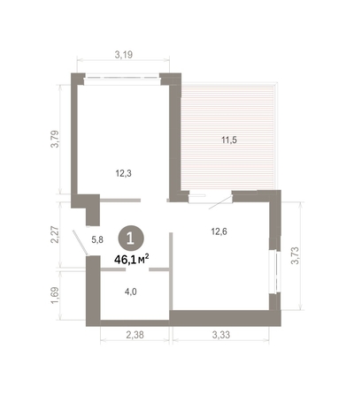 
  Продается 1-комн. квартира 46.14 м², в  Квартал Молодость, дом 1. Фото 1.