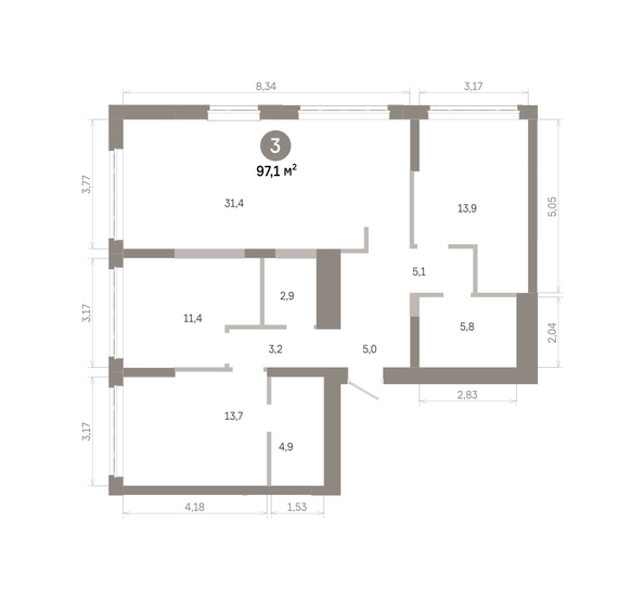 
  Продается 3-комн. квартира 97.14 м², в  Квартал Молодость, дом 1. Фото 1.