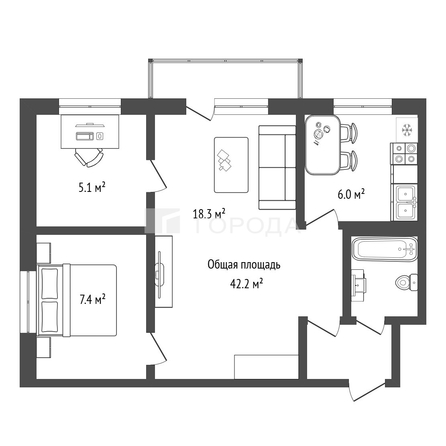 
  Продается 3-комн. квартира 42.2 м². Фото 21.