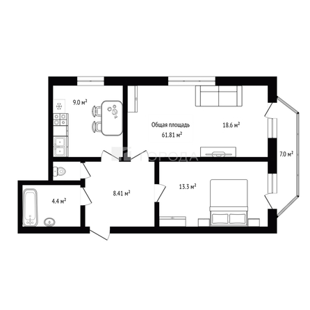
  Продается 2-комн. квартира 61.81 м². Фото 22.