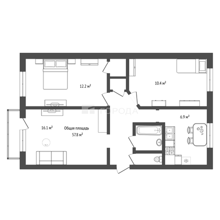 
  Продается 3-комн. квартира 57.8 м². Фото 9.