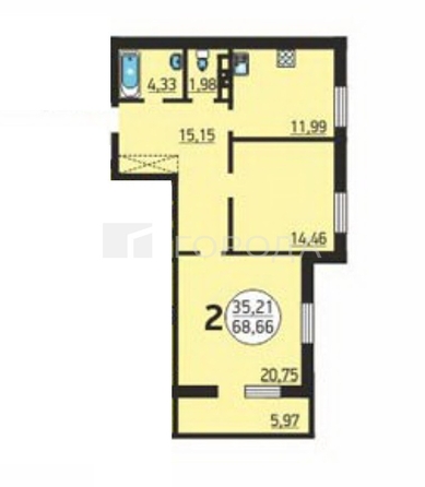 
  Продается 2-комн. квартира 68.3 м², в ЖК 25 лет октября, дом 1. Фото 31.