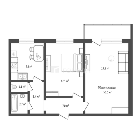 
  Продается 2-комн. квартира 53.3 м². Фото 26.