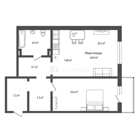 
  Продается 2-комн. квартира 64 м². Фото 9.