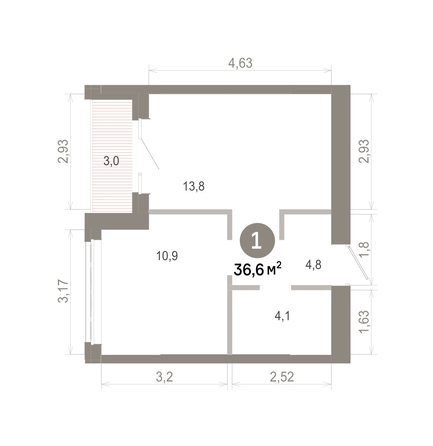 
  Продается 1-комн. квартира 36.63 м², в  Квартал Молодость, дом 1. Фото 1.