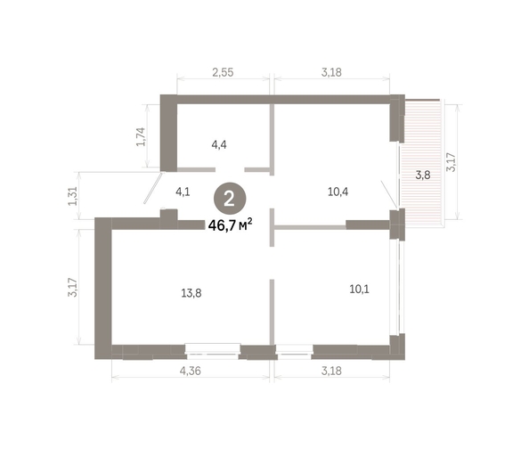 
  Продается 2-комн. квартира 46.72 м², в  Квартал Молодость, дом 1. Фото 1.