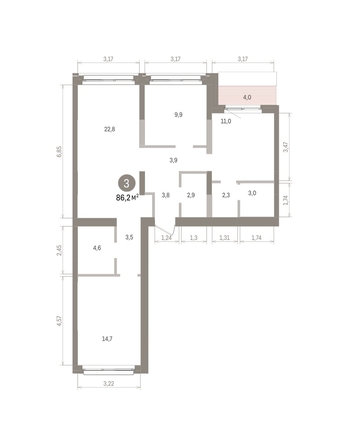 
  Продается 3-комн. квартира 86.23 м², в ЖК Европейский берег, дом 32. Фото 1.