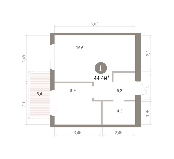 
  Продается 1-комн. квартира 44.36 м², в ЖК Пшеница, дом 5.2. Фото 1.