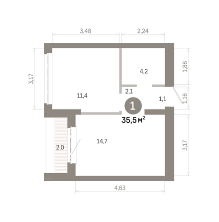 
  Продается 1-комн. квартира 35.52 м², в  Квартал Молодость, дом 1. Фото 1.