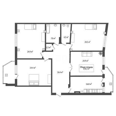 
  Продается 4-комн. квартира 158.3 м². Фото 3.