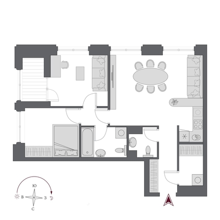 
  Продается 3-комн. квартира 68.7 м², в  Дом Нобель. Фото 2.