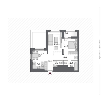 
  Продается 2-комн. квартира 55.85 м², в  Дом Нобель. Фото 1.