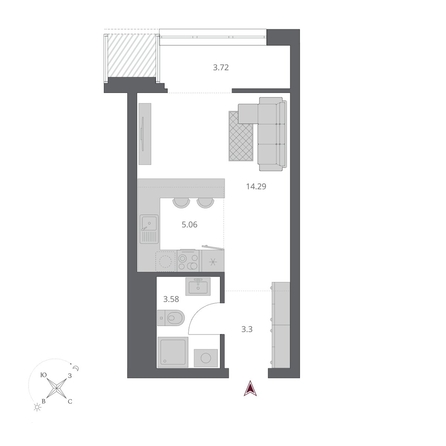 
  Продается студия 30.25 м², в ЖК Беринг, дом 3. Фото 1.