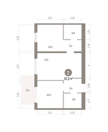 
  Продается 2-комн. квартира 57.24 м², в ЖК Пшеница, дом 5.2. Фото 1.