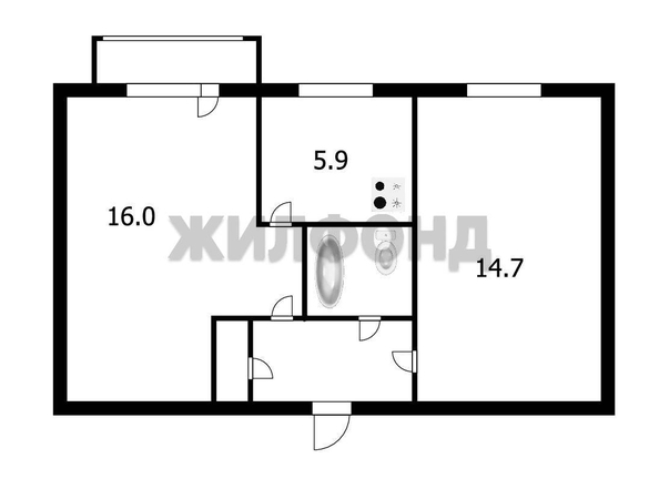 
  Продается 2-комн. квартира 44 м². Фото 6.