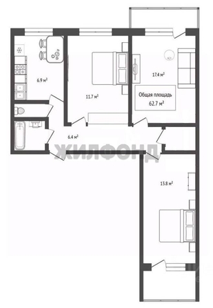 
  Продается 3-комн. квартира 60 м². Фото 14.