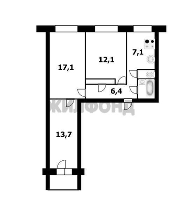 
  Продается 3-комн. квартира 60.5 м². Фото 13.