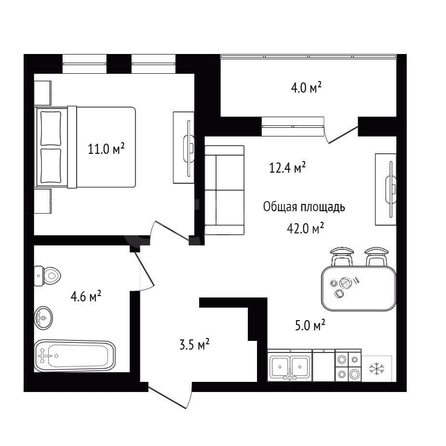 
  Продается 2-комн. квартира 42 м². Фото 4.