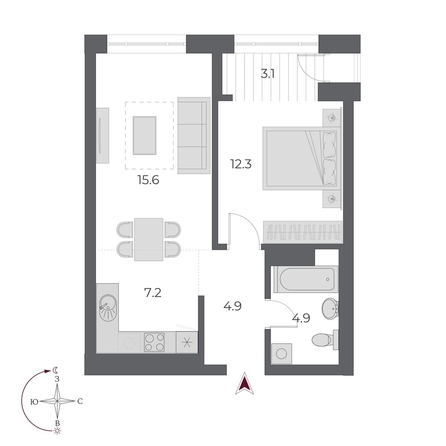 
  Продается 2-комн. квартира 48 м², в ЖК ОСКАР, дом 1. Фото 1.