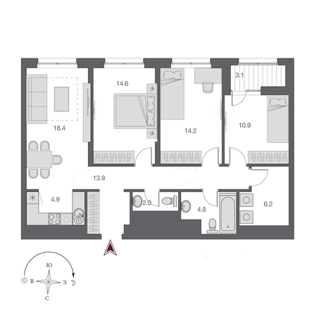 
  Продается 4-комн. квартира 95.05 м², в  Дом Нобель. Фото 2.