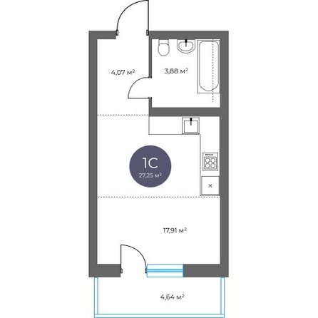 
  Продается студия 27.25 м², в  Квартал на Российской, дом 3. Фото 1.