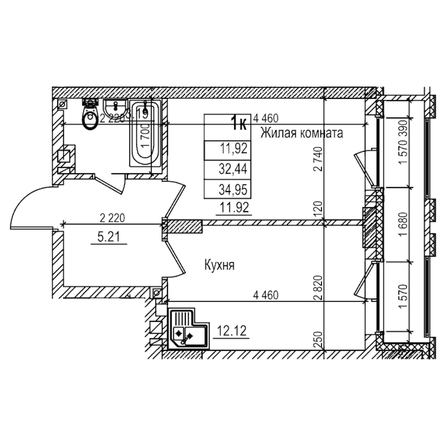 
  Продается 1-комн. квартира 32.4 м², в ЖК Чернышевский, корп 3.3. Фото 1.