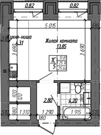 
  Продается студия 25.16 м², в ЖК Комсомольский проспект, дом 2. Фото 1.