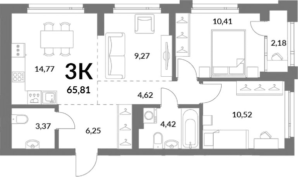 
  Продается 3-комн. квартира 63.63 м², в ЖК Горская Лагуна. Фото 1.