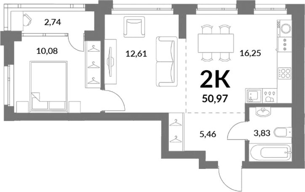 
  Продается 2-комн. квартира 48.23 м², в ЖК Горская Лагуна. Фото 1.