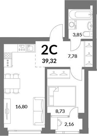 
  Продается 2-комн. квартира 37.16 м², в ЖК Горская Лагуна. Фото 1.