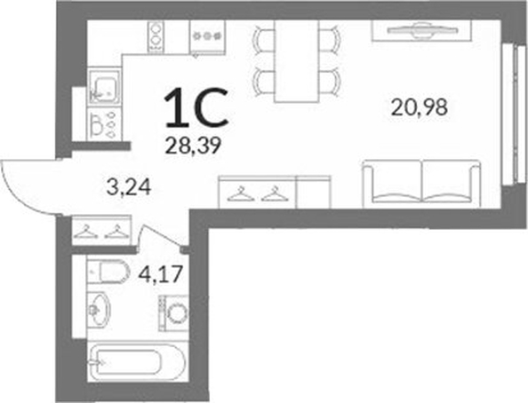 
  Продается студия 28.39 м², в ЖК Горская Лагуна. Фото 1.