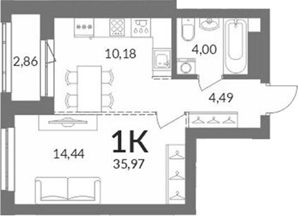 
  Продается 1-комн. квартира 33.11 м², в ЖК Горская Лагуна. Фото 1.