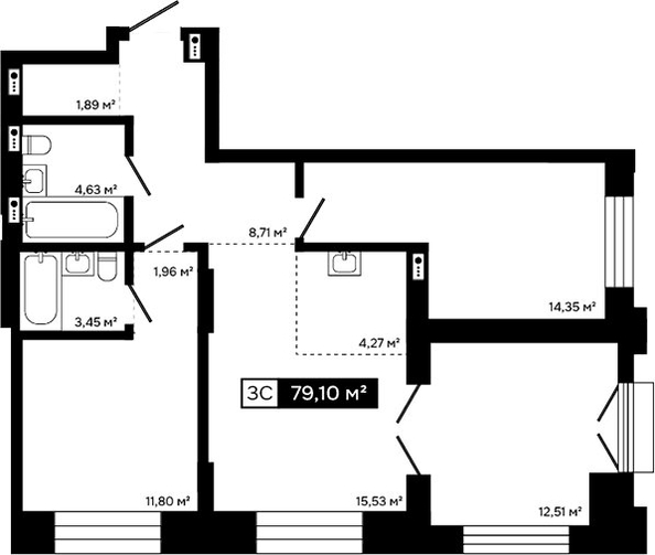 
  Продается 2-комн. квартира 66.59 м², в ЖК Платина. Фото 1.
