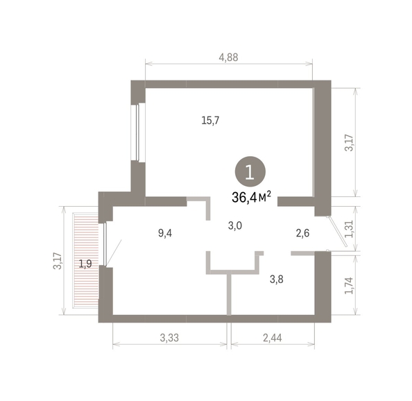 
  Продается 1-комн. квартира 36.4 м², в ЖК Лебедевский квартал, д 1. Фото 1.