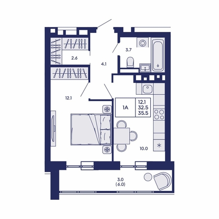 
  Продается 1-комн. квартира 35.5 м², в ЖК Горизонт, дом 2. Фото 1.