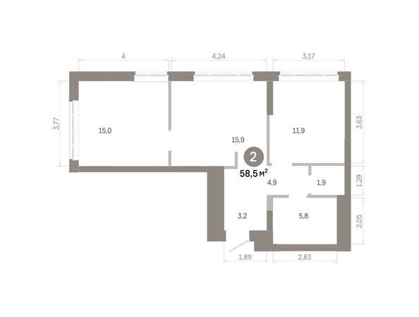 
  Продается 2-комн. квартира 58.53 м², в  Квартал Молодость, дом 1. Фото 1.