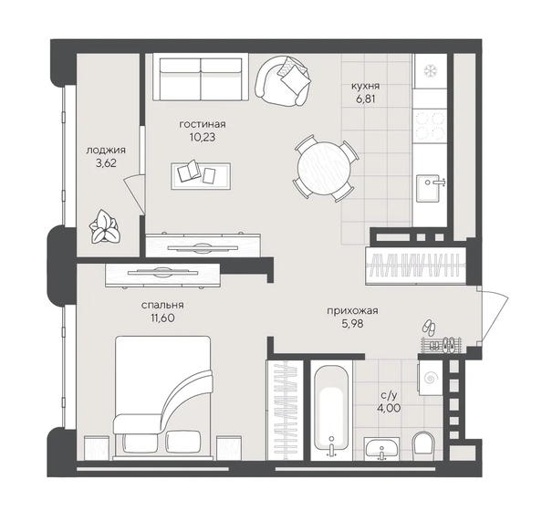 
  Продается 1-комн. квартира 42.24 м², в ЖК Новый Кедровый, дом 2. Фото 1.