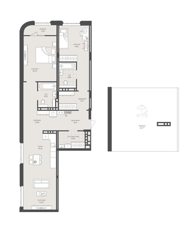 
  Продается 2-комн. квартира 138.87 м², в ЖК Новый Кедровый, дом 2. Фото 1.