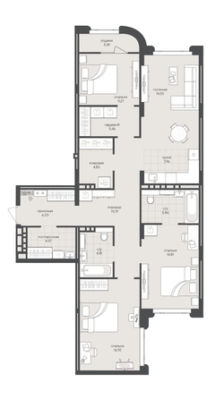 
  Продается 3-комн. квартира 113.62 м², в ЖК Новый Кедровый, дом 2. Фото 1.