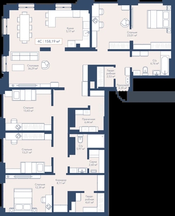 
  Продается 4-комн. квартира 158.19 м², в ЖК Виларт, дом 2. Фото 1.