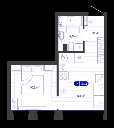
  Продается 1-комн. квартира 30.49 м², в ЖК Баланс, 4 очередь. Фото 1.