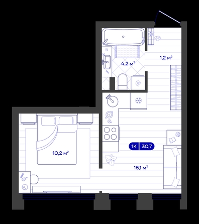 
  Продается 1-комн. квартира 30.72 м², в ЖК Баланс, 4 очередь. Фото 1.