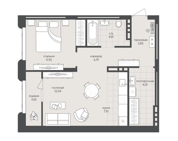 
  Продается 1-комн. квартира 55.03 м², в ЖК Новый Кедровый, дом 2. Фото 1.