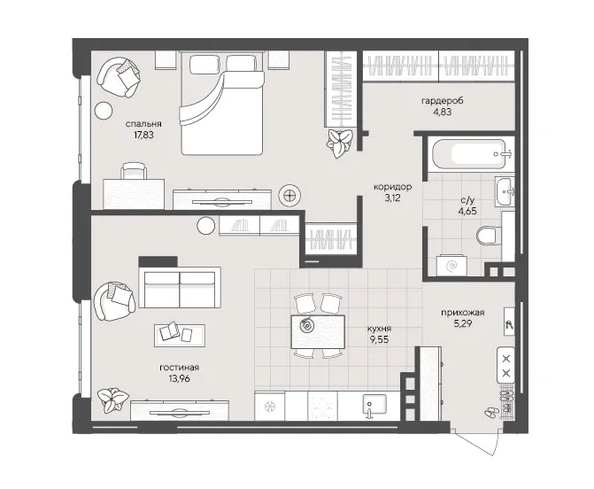 
  Продается 1-комн. квартира 59.23 м², в ЖК Новый Кедровый, дом 2. Фото 1.
